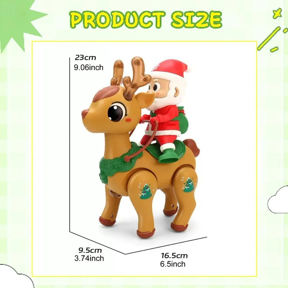 لعبة مضيئة للأطفال، لعبة سانتا كلوز الكهربائية الممتعة مع قزم للأطفال مع موسيقى وقت البطن، ألعاب الزحف هدية عيد الميلاد للأولاد والبنات