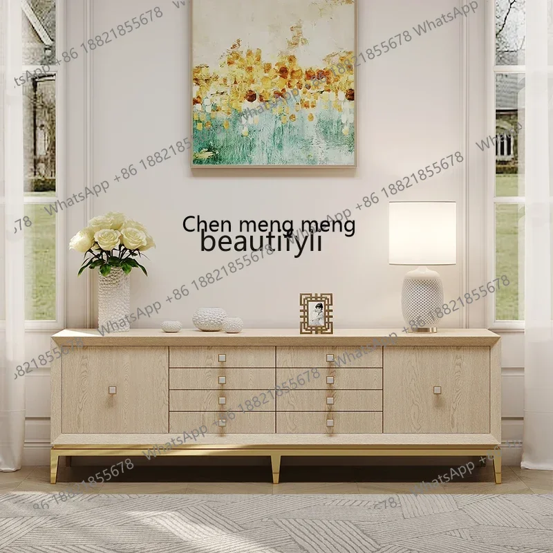 D178   American light luxury TV cabinet modern simple living room new high-end solid wood floor cabinet