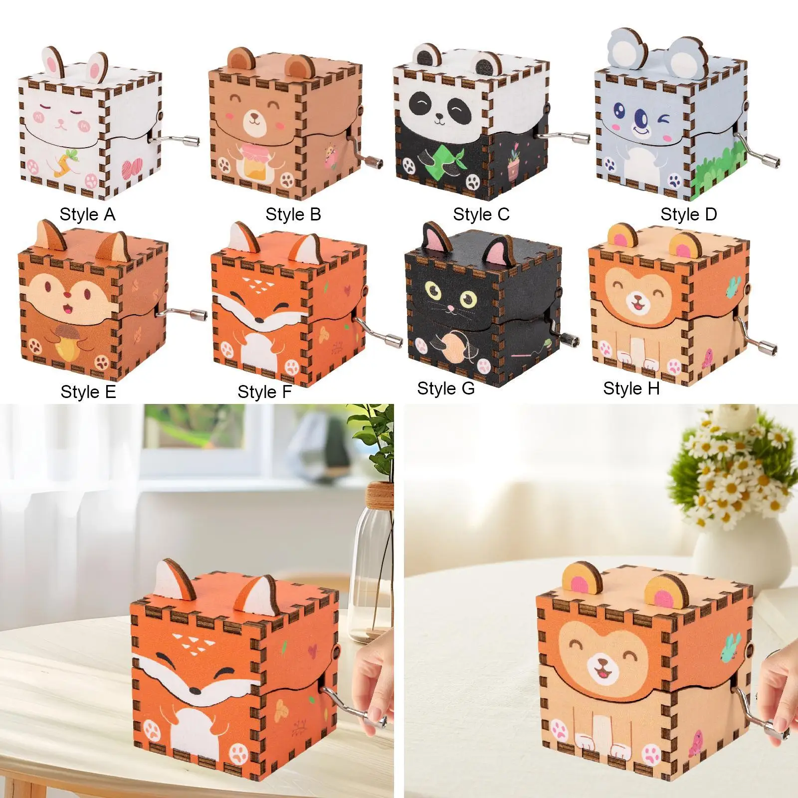 

Wooden Music Box Hand Crank Cute Crafts Musical Boxes 3D Puzzles for Valentines Thanksgiving Day Boyfriend Girlfriend