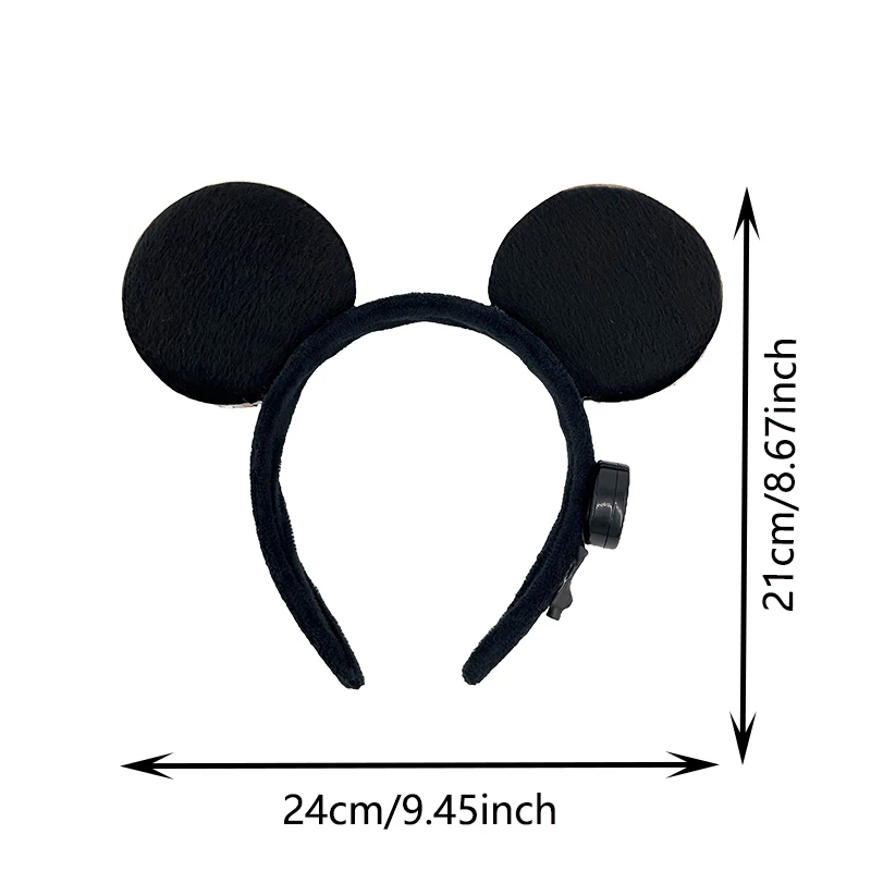 Cartoon LED Mouse Ears Headband for Boys and Girls Birthday Party Black Headwear Costume Cosplay Decoration Flashing Hairband