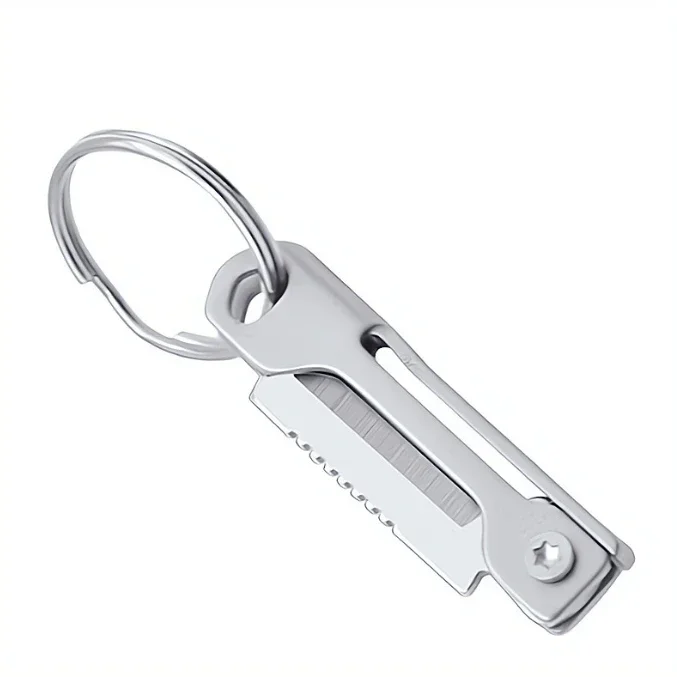 1Pc Outdoor Camping Supplies Stainless Steel Folding Knife Mini Square Head Keychain Pendant Portable Pocket Knife