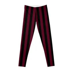 Dark Scarlet Red and Black Vertical Stripes Leggings harem pants Women's pants Womens Leggings