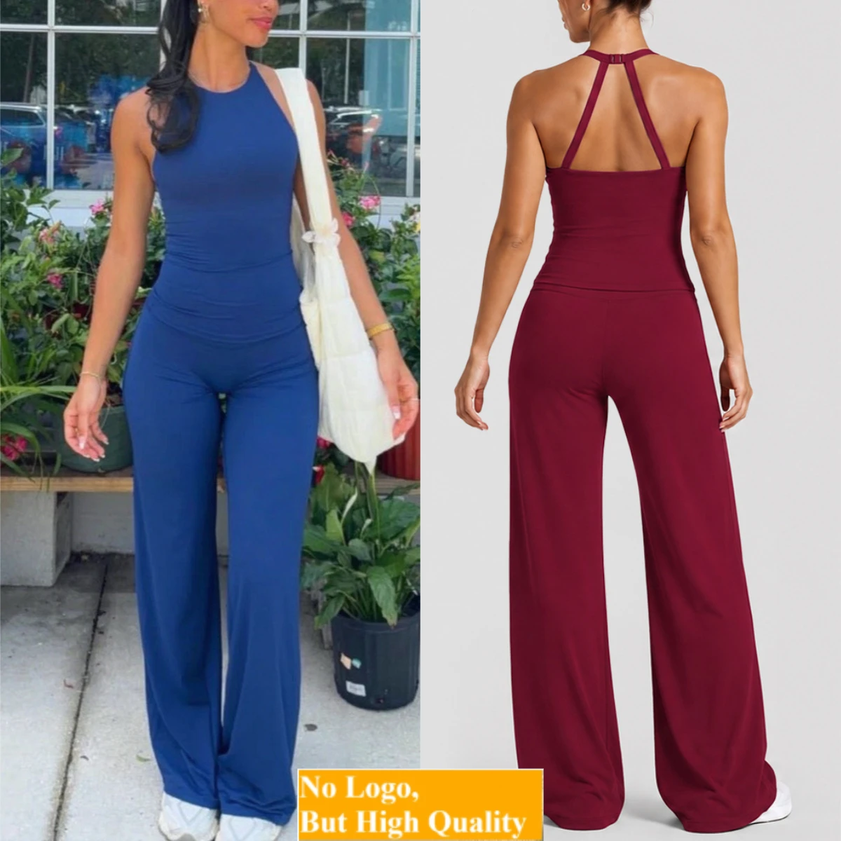 NO LOGO Yoga suit with beautiful back and neck sports vest top and women's casual running sports yoga pants set