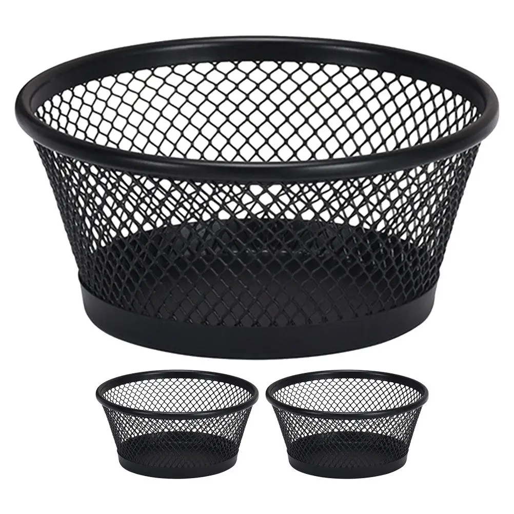 

3Pcs Iron Mesh Paper Clip Holder Desktop Organizer for Binder Clips Hair Ties Erasers Push Pins Memory Cards Earbuds Office