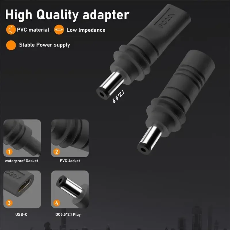 Starlink Mini GEN3 PD 100W USB C Female To DC5521 Male Connector Charge Barrel Jack Power Plug Type C To DC/D To D Power Adpater