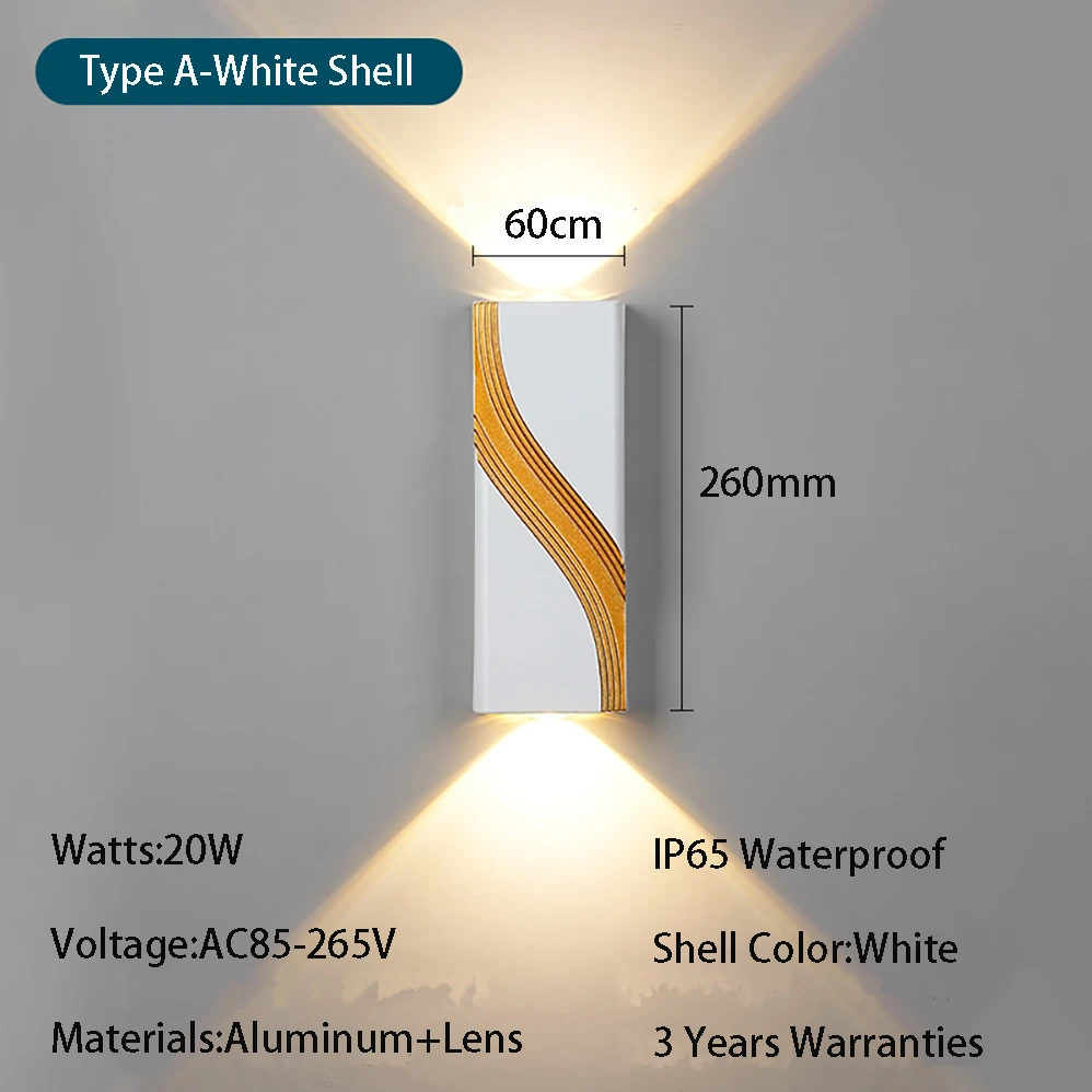 LED Waterproof Wall Lamp 20W AC85-265V IP65 Waterproof Indoor&Outdoor Modern Minimalist Style Black/White Shell Garden/Fence LED