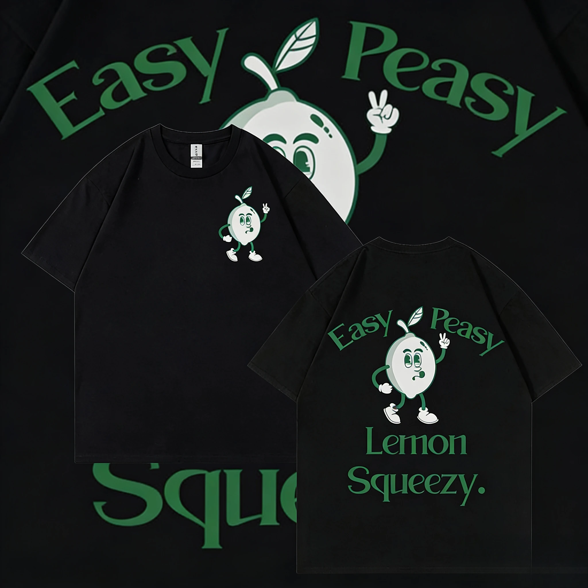 

Футболка Easy Peasy Lemon Squeezy Emoji для мужчин и женщин, забавная летняя свободная футболка из чистого хлопка с принтом 2025-26, 100%