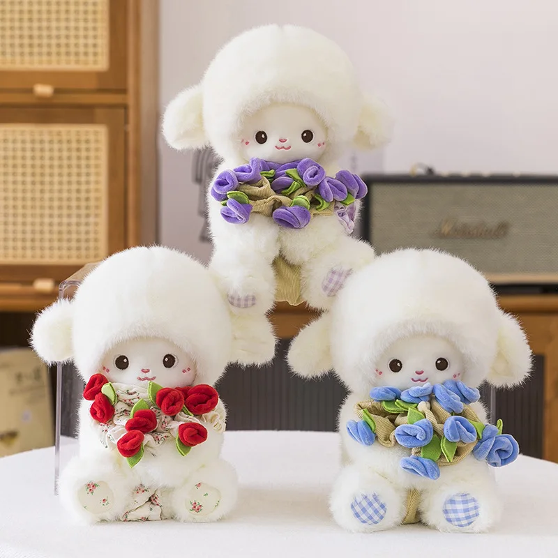 

Cute Creative Soft Plush Sheep Doll Magnetic Hugging Lamb Rose Bouquet Anime Style Small Birthday Gift New High Quality