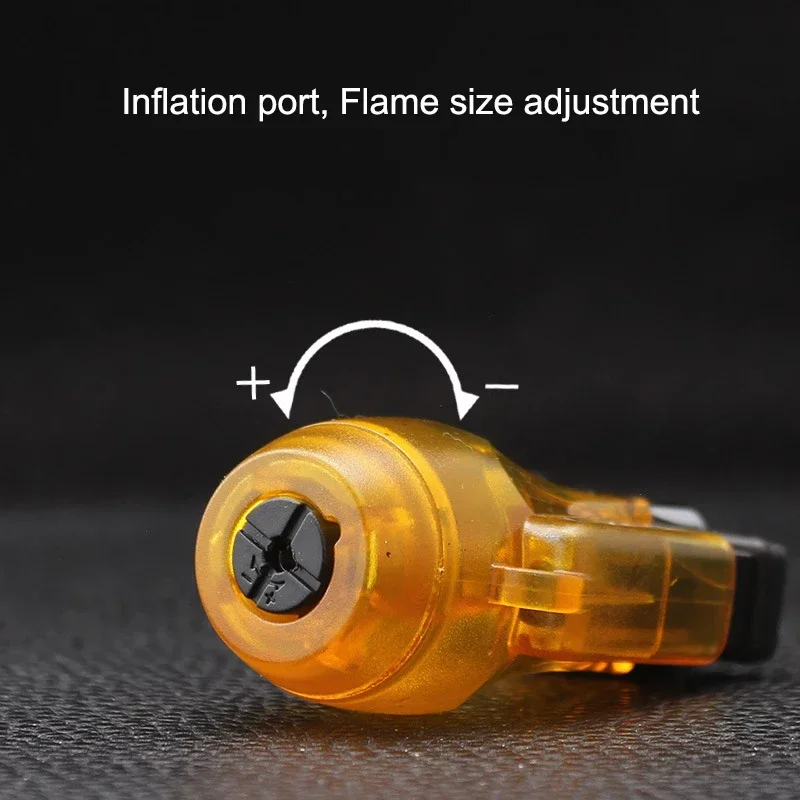 Outdoor Large Capacity Inflatable Lighter Windproof Double Spray Flame Transparent Window Butane Cigar High Temperature Lighter