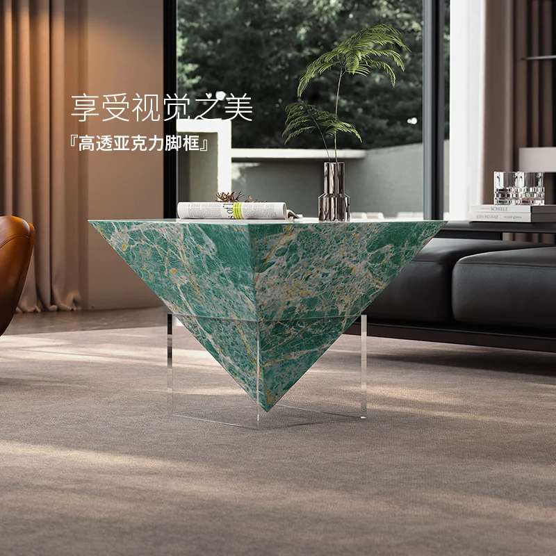 Artกาแฟตารางห้องนั่งเล่นhigh-end 2025 ใหม่high-end DesignerหินหรูหราอะคริลิคCreativeระงับกาแฟตาราง