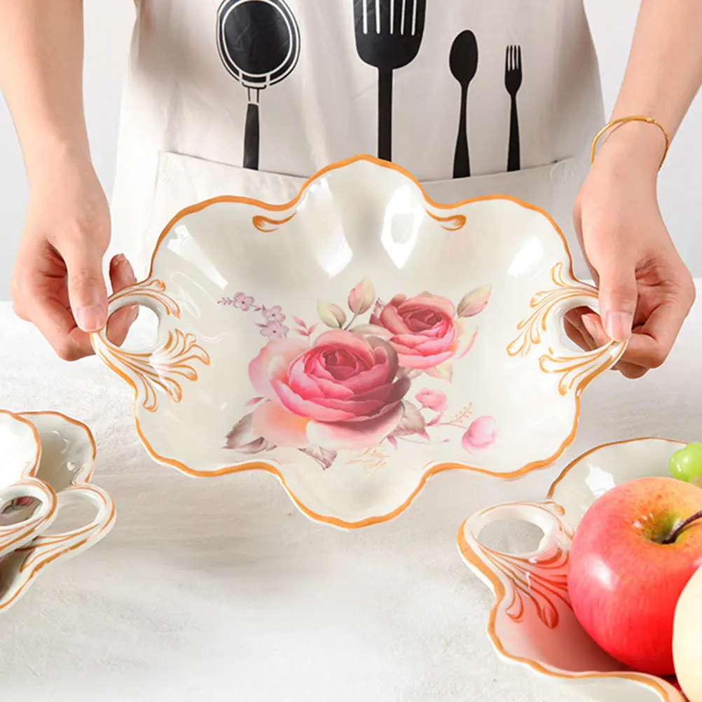 

Salad Bowl Fruit Dish Retro Decor Snack Storage Tray Vintage Melamine Party Dessert Stand