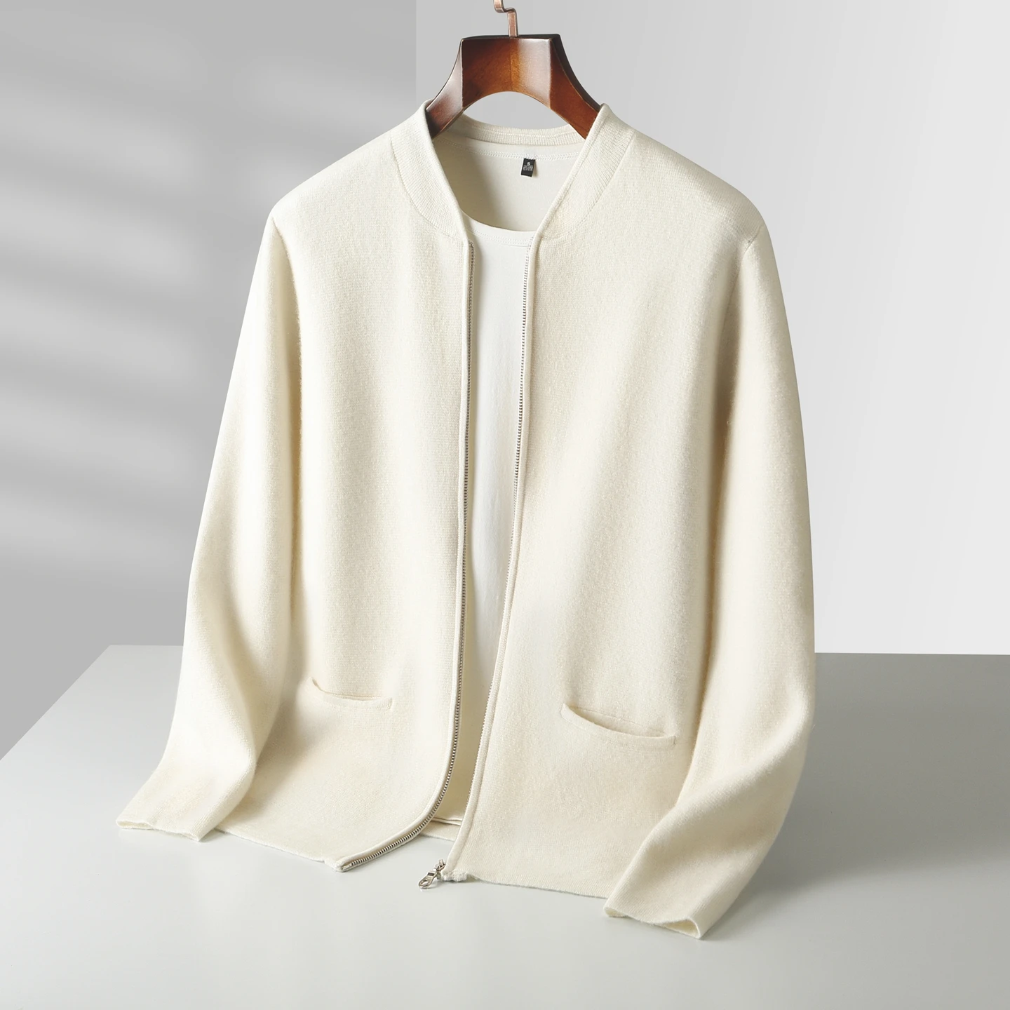 100% Merino Wool Cardigan Coats Men Basic Simple Zipper Jacket Sweater Autumn Winter New Fashion Thick Warm Versatile Knit Tops