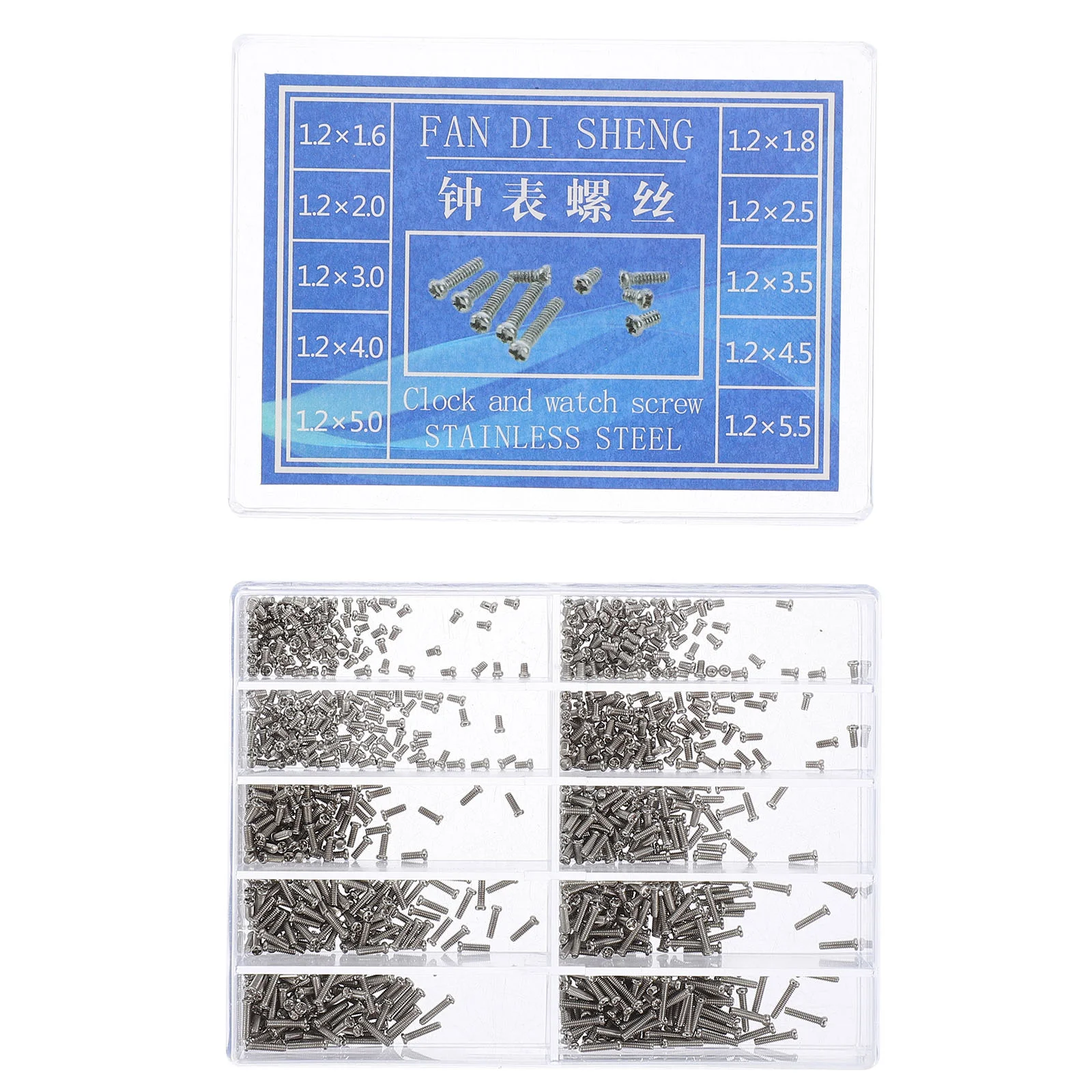 1000pcs 16mm-55mm 10 Different Sizes Fixation Fasteners Screws Watchmaker Tool 10 sizes watch screws