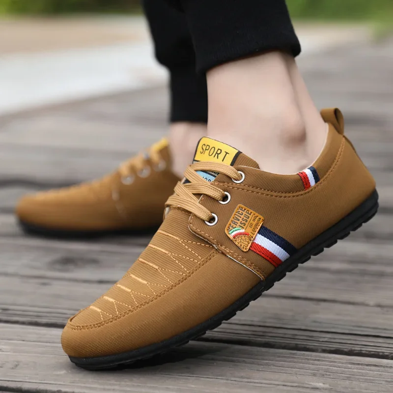 

2024 Men Casual Shoes Lace-up Canvas Work Shoes Outdoor Breathable Casual Sneakers Non-Slip Man Hiking Footwear Summer Versatile