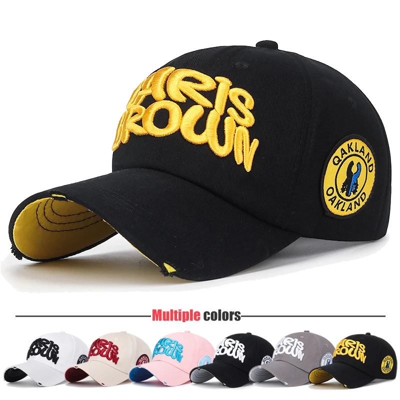 New Fashion Hole Three-Dimensional Embroidery Baseball Cap Mens and Womens Couple Sun Hat Casual Letter Hat