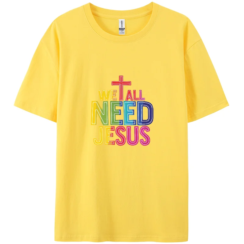 Single sided printed t-shirts, Casual summer T-shirt, Short T-shirt, Jesus, Cross, fashion, The Christian, Neutral,100% cotton