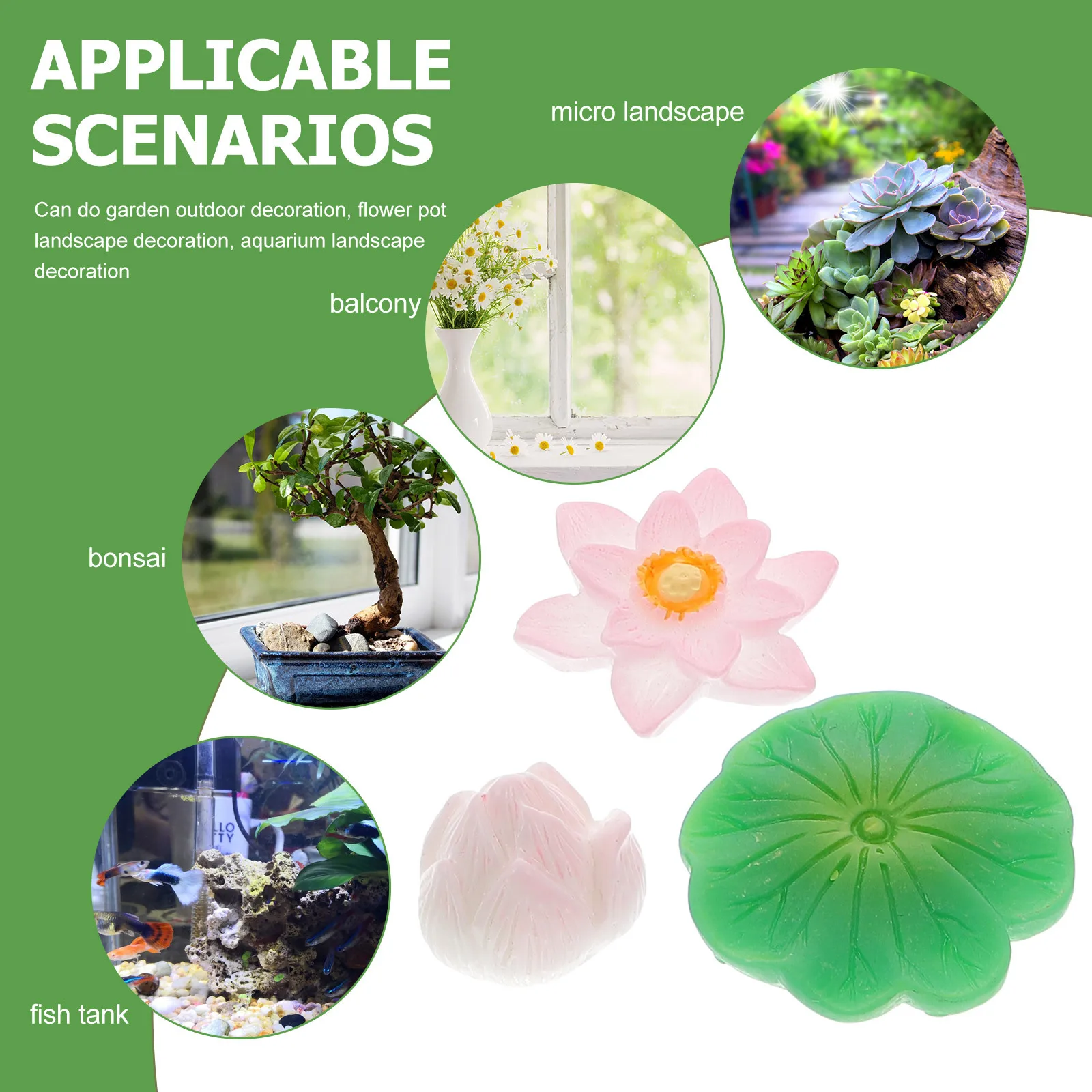 

1Set Resin Lotus-Flower Fish Tank Lotus-Leaf Decoration Micro Landscape Aquarium Plant Decor Natural Lifelike Decorative