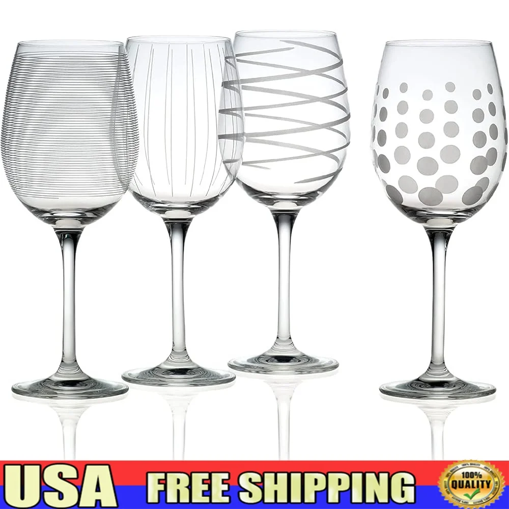 

Elegant White Wine Glasses Set of 4 16oz Durable Dishwasher Safe Unique Etched Design Perfect Entertaining Everyday Use