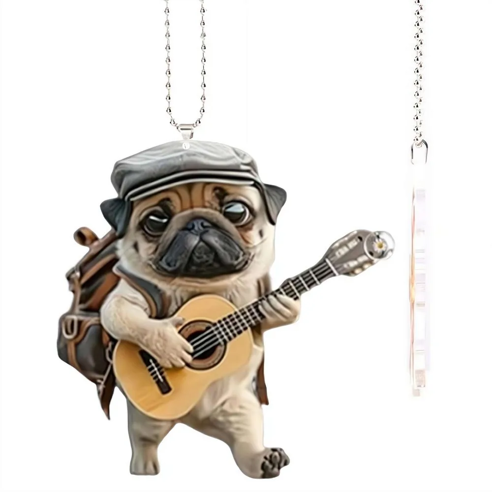 NEW Pug Rearview Mirror Ornaments Anime Acrylic Backpacks Pendant Personalized Hanging Charms Backpacks Decor