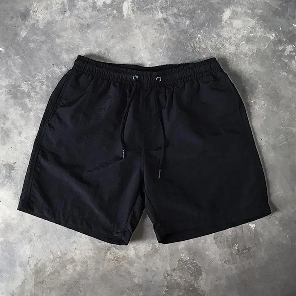 Summer Men Quick-drying Shorts Men's Quick-drying Beach Shorts with Elastic Waist Solid Color Swim Trunks for Summer Swimming