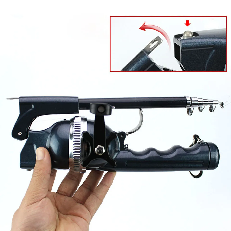 134cm Folding Fishing Lure Rod Portable Sea Fishing Rod Built-in Fishing Reel Set with 80m Line Winter Ice Travel Lure Pole