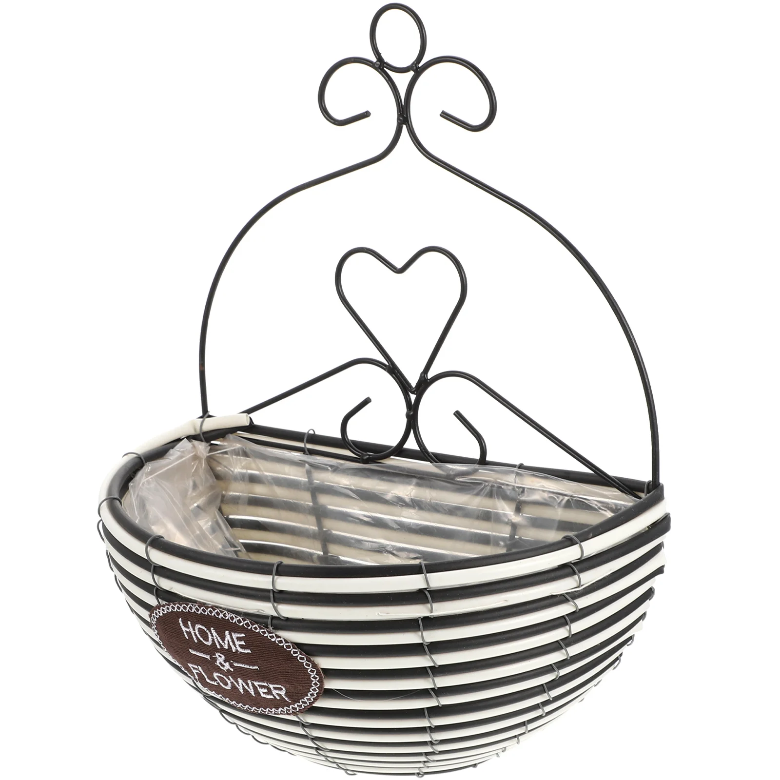 

Wall Hanging Flower Basket Woven Plant Pot Decorative Iron Storage Balcony Rustic Design Lightweight