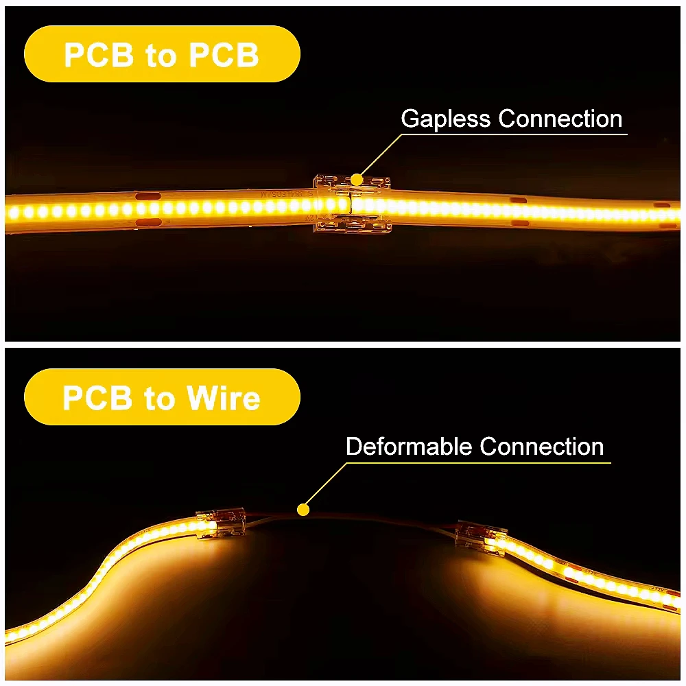 COB Solderless Cover Transparent Connector 5mm 8mm 10mm 12mm 2pin 3pin 4pin 5pin 6pin for WS2812B 5050 RGBW RGBCCT FOB LED Light