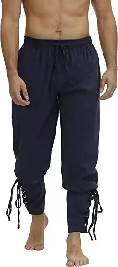 Herren Frühling Sommer Vintage Mittelalterliche Wikinger Baumwoll-Leinen-Hosen Halloween Mode Vintage Herrenhosen – Detail 14