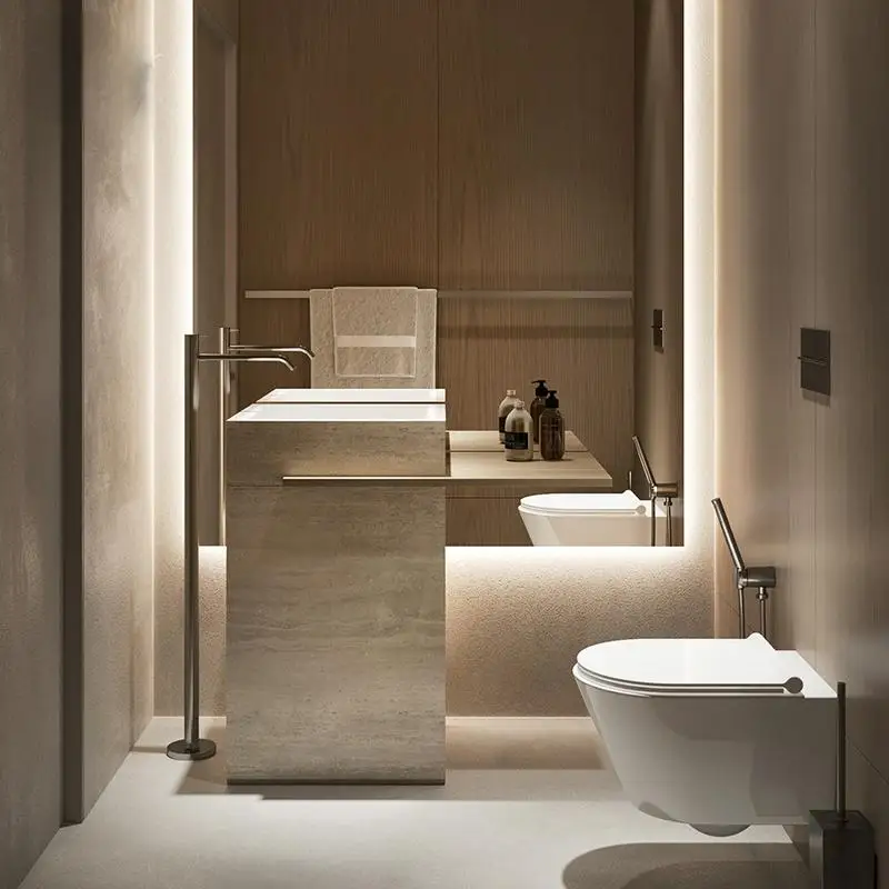 Easy-Clean Fish Belly White Rock Panel Basin: Outdoor Floor-Standing Sink with Matte Finish, Waterproof Storage​