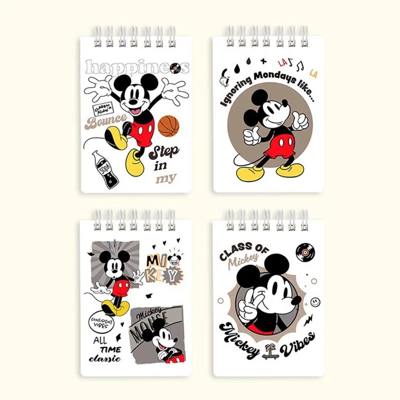 4pcs/lot Kawaii Disney Mickey Memo Pad Sticky Note Cute Coil Notebook Stationery Label Notepad Post Office School Supplies