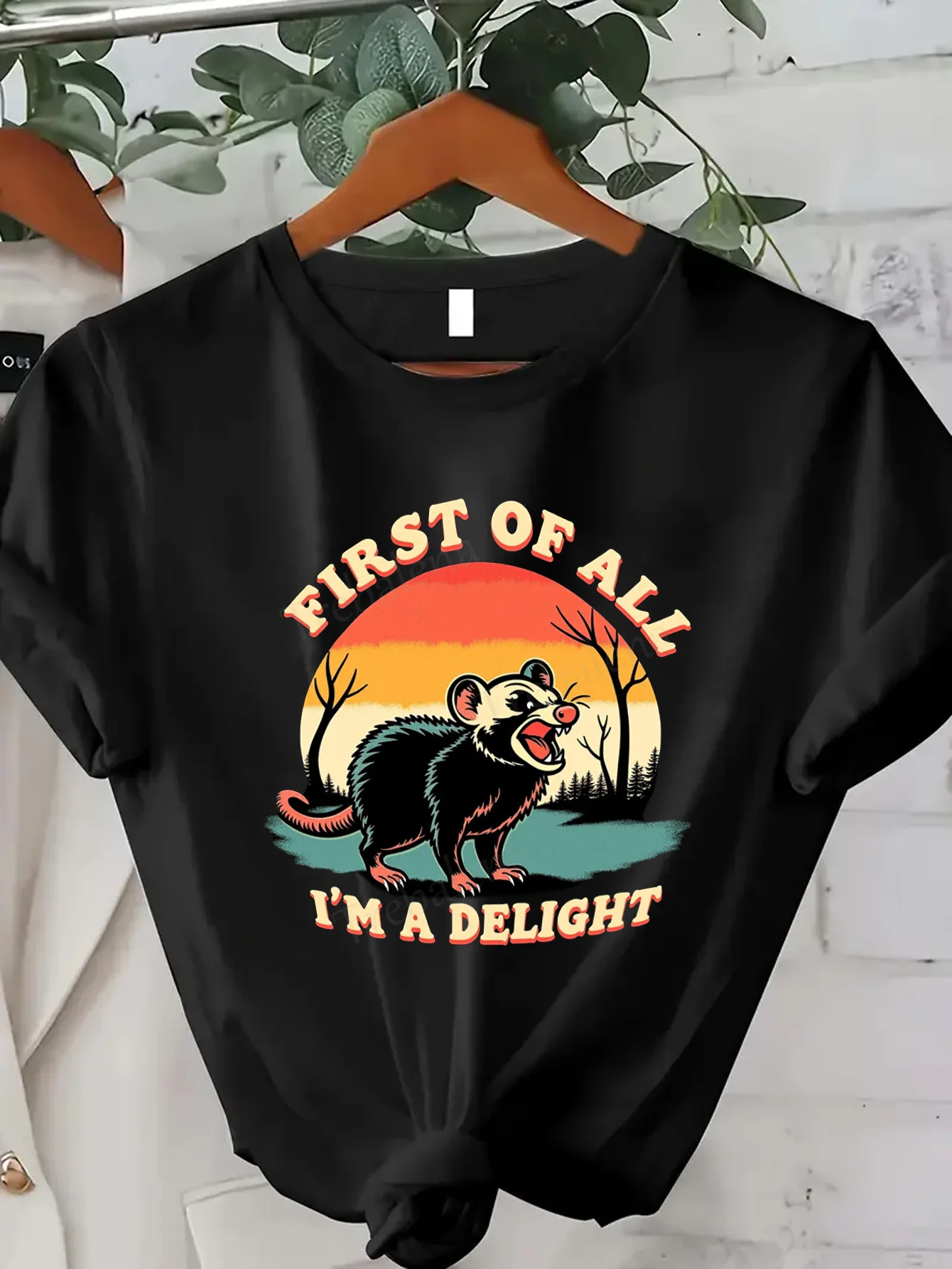 تي شيرت نسائي لطيف الفئران غروب الشمس تي شيرت "أول كل ما أنا خوحة" تي شيرت نسائي غير رسمي #1