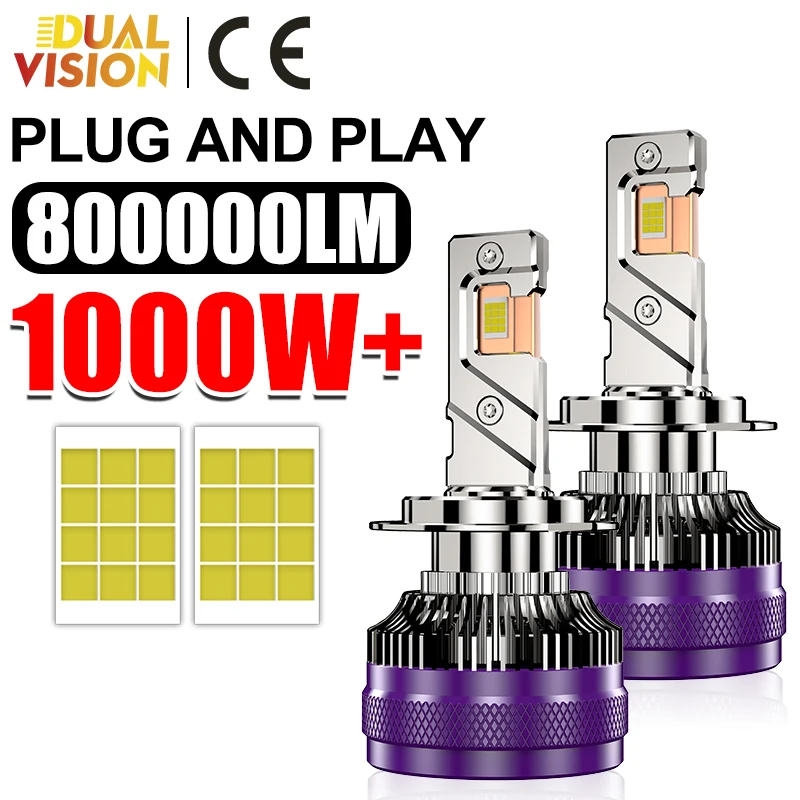 H4 LED Headlight 800000LM 1000W LED H7 H3 H11 H8 H1 HB3 9005 HB4 9006 9012 HIR2 H9 24PCS 8054 CSP Mini Diode Turbo Car Light 12V