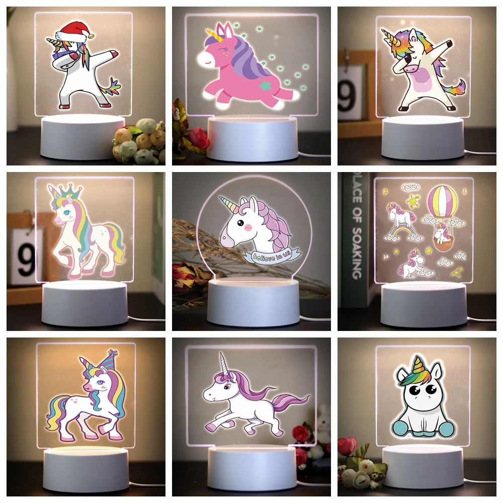 DIY unicorn Table Lamp Creative Table Bedside Lamp For Home Room Decoration Nightlight 3D Led Night Light