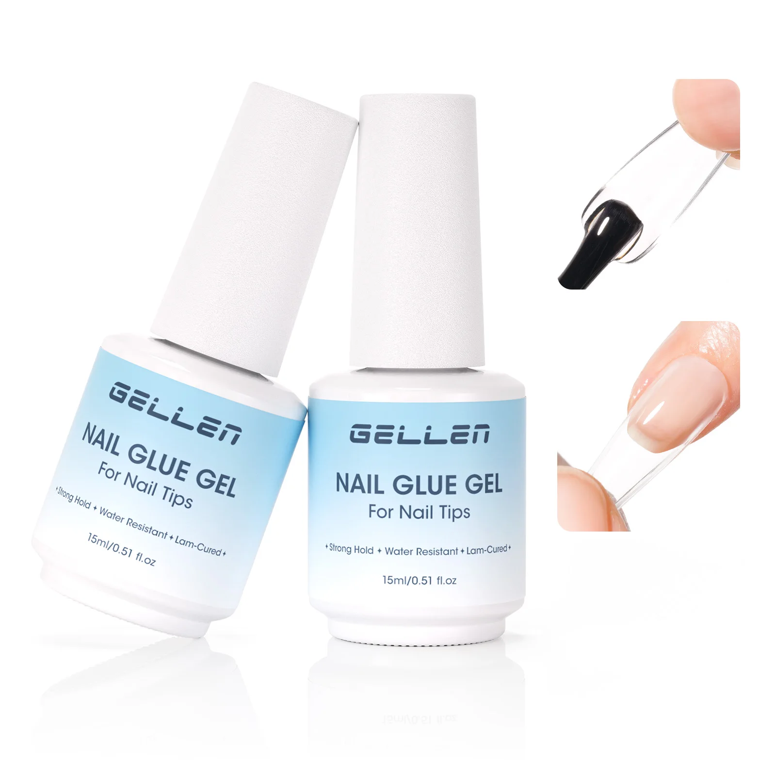Kit de 2 pegamentos en gel para uñas de 15 ml, pegamento súper fuerte para puntas de uñas acrílicas, extensión de uñas a presión, manicura artística, curado con lámpara UV, bricolaje