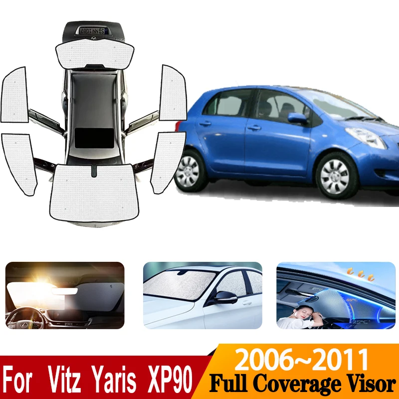 Car Sun Visors Covers For Toyota Vitz Yaris XP90 2006~2011 2008 MK2 Anti-UV Auto Sunscreen Window Sunshade Cover Car Accessories