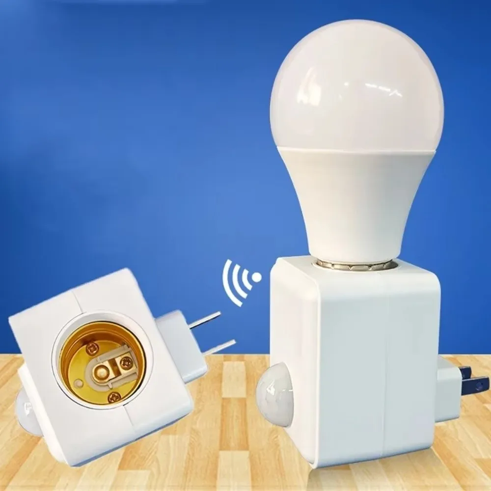 Home E27 Screw Cap Socket Wall Plug Human Induction Light Bulb Holder with Motion Sensor Smart time-delay LED Lamp Base