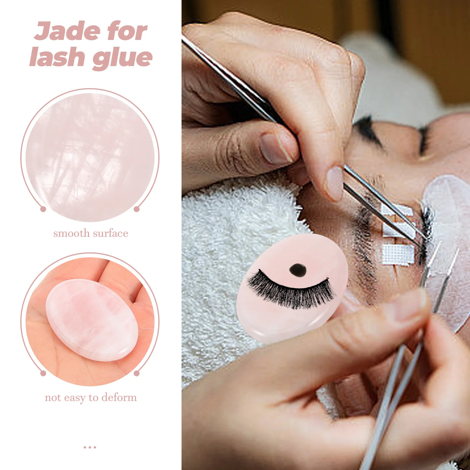 

3Pcs Jade Eyelash Lash Holder Practical False Lash Glue Pallet Durable Eyelash Extension Glue Tray Sturdy Compact Size