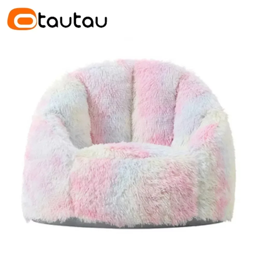 OTAUTAU Filled 3-5 Age Small Bean Bag With Filler Fluffy Faux Fur Beanbag Sofa Pouf Chair Corner Nest Washable SF302