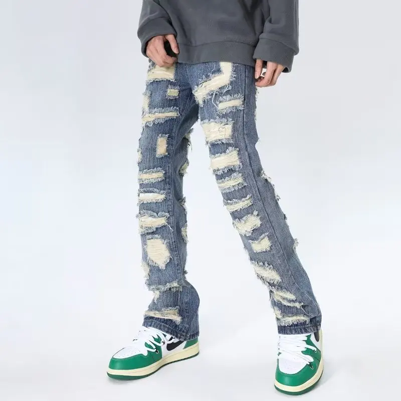 2023 Ropa Grunge Y2K Streetwear Baggy Stacked Ripped Jeans Pants Men Clothing Straight Women Hip Hop Denim Trousers Moda Hombre