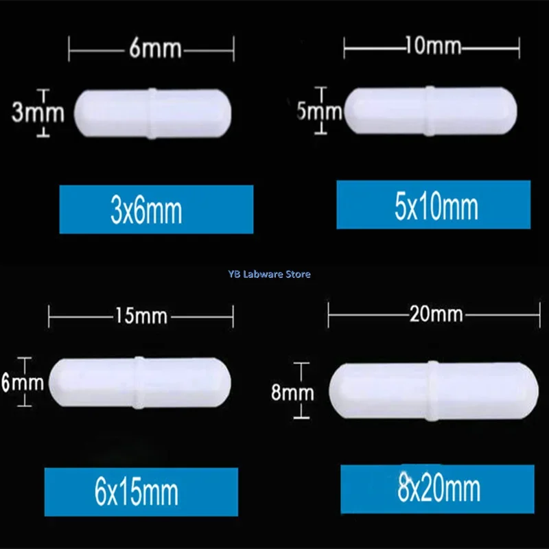 10 stks/partij 6mm Tot 70mm Lab Hittebestendig Type-B PTFE Cilindrische Magneetroerder Geschikt voor PTFE Roer Bar