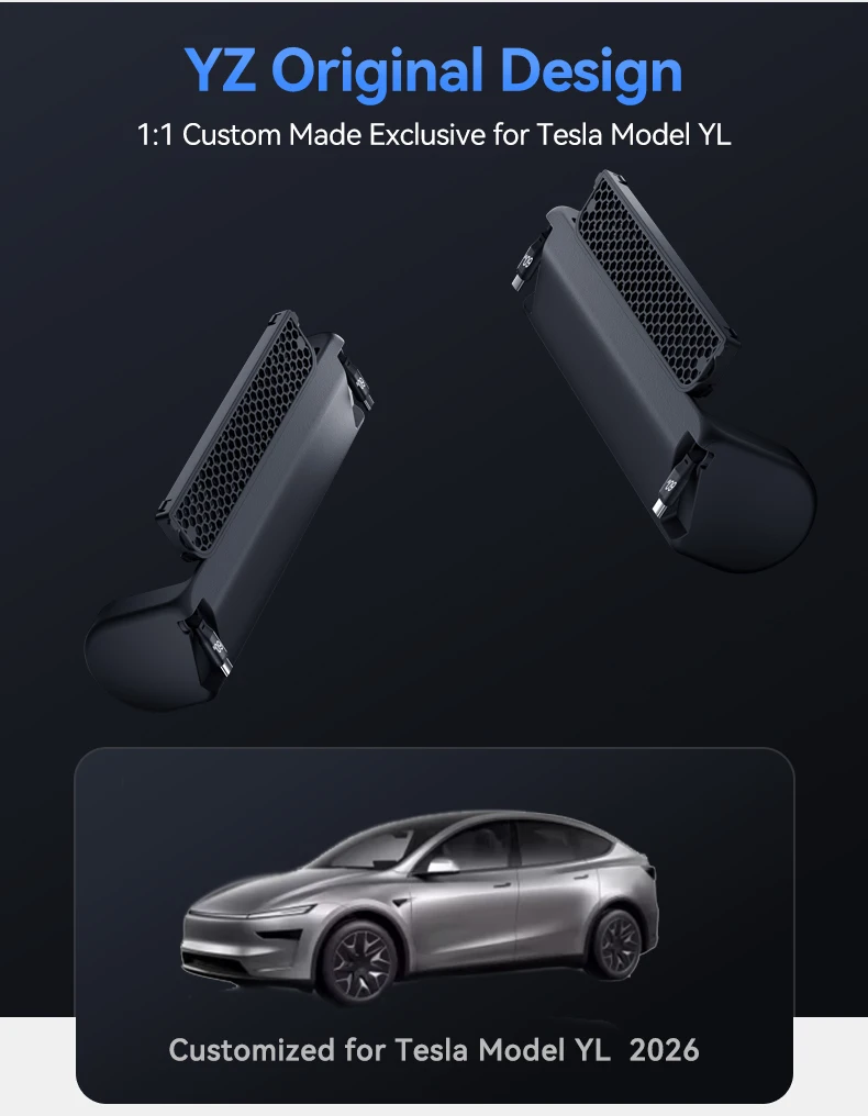 YZ Für Tesla Model YL 2026 3-in-1 Hintere Lüftungsabdeckung 2 Typ-C 60W USB-Hub Dockingstation mit Aroma-Diffusor Schnellladung – Detail 14