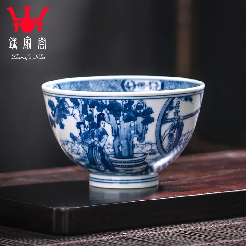 Zhongjia Kiln Master Cup Jingdezhen Ceramic Cup Tea Cup Master Cup Single Cup Hand Painted Blue and White Firewood Kiln Xixiang