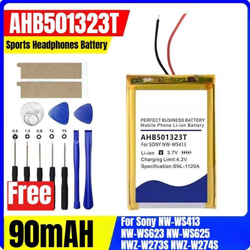 

90mAh AHB501323T Sports Headphones Battery for Sony NW-WS413 NW-WS623 NW-WS625 NWZ-W273S NWZ-W274S