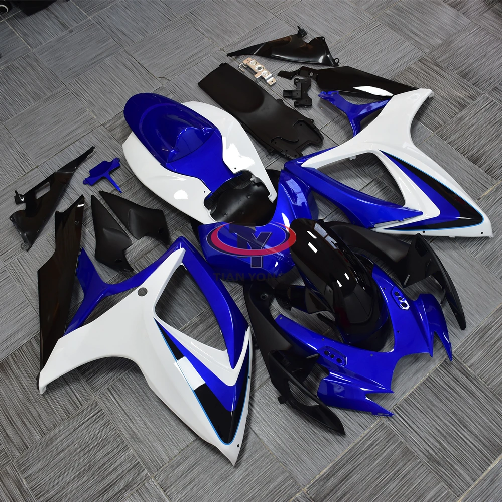 Blue and white classic print Motorcycle Full Fairing Kit Bodywork Cowling For GSXR600 GSXR750 GSXR 600 750 GSX R K6 2006-2007