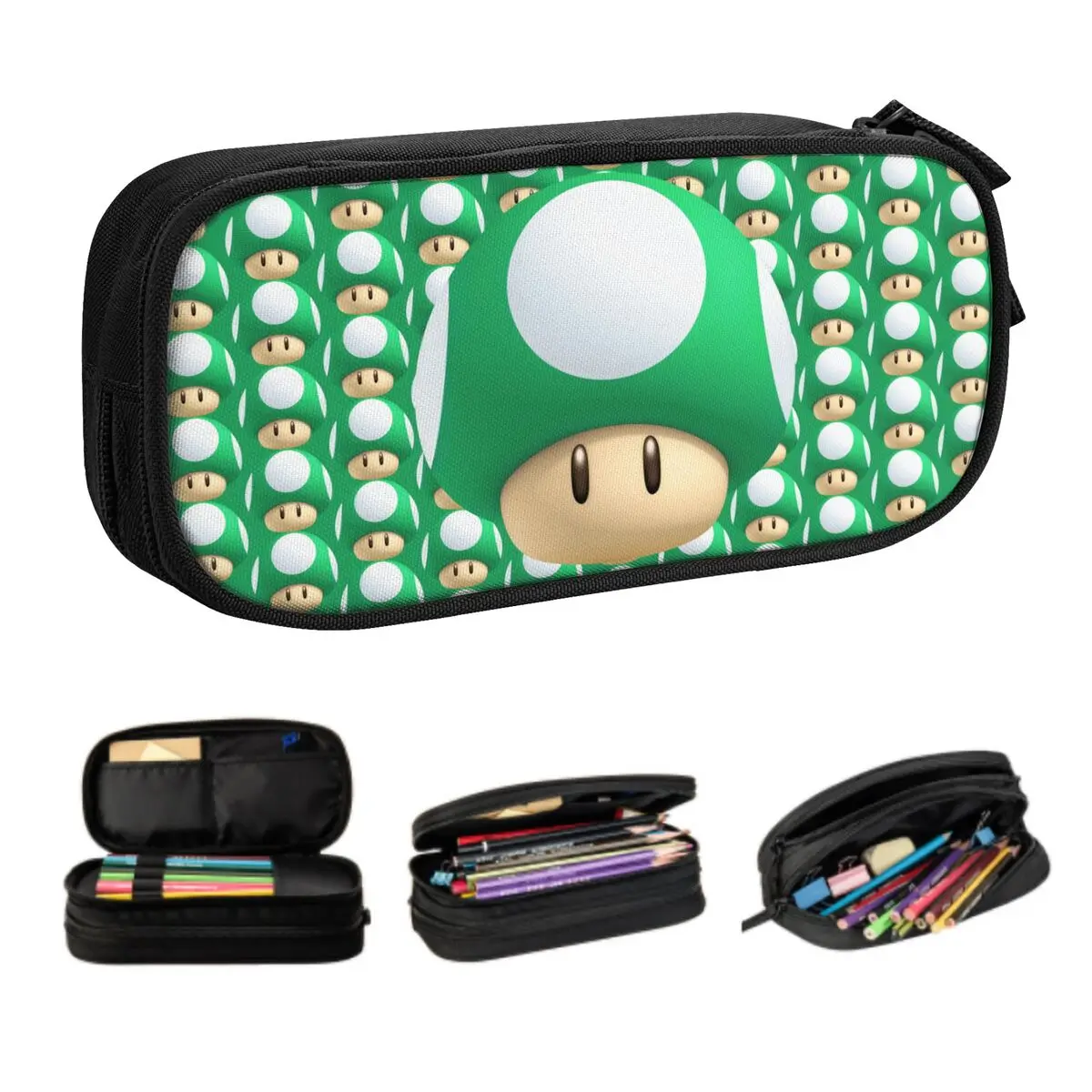 

Пользовательские кавайные пеналы с героями мультфильмов Мариоed Super Mushroom для мальчиков и девочек, большой пенал для хранения, школьные принадлежности