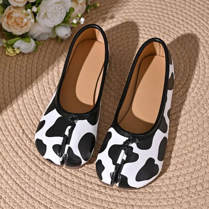 Women Split Toe Half Slippers Tabi Ninja Flats Round Toe Ladies Shallow Lazy Slip On Boat Slingback Mules Shoes Soft Loafers