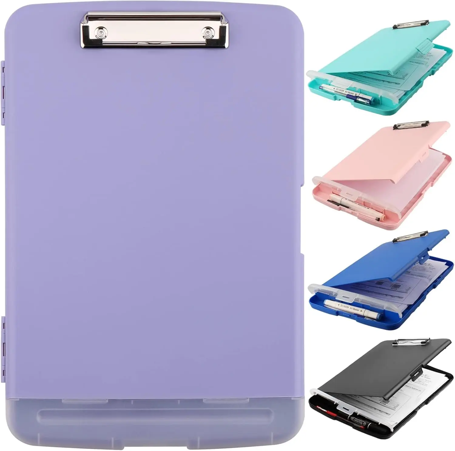 

Purple Clipboard with Storage, Pen Holder, 8.5x11, Lightweight, Waterproof, for Office School Supplies