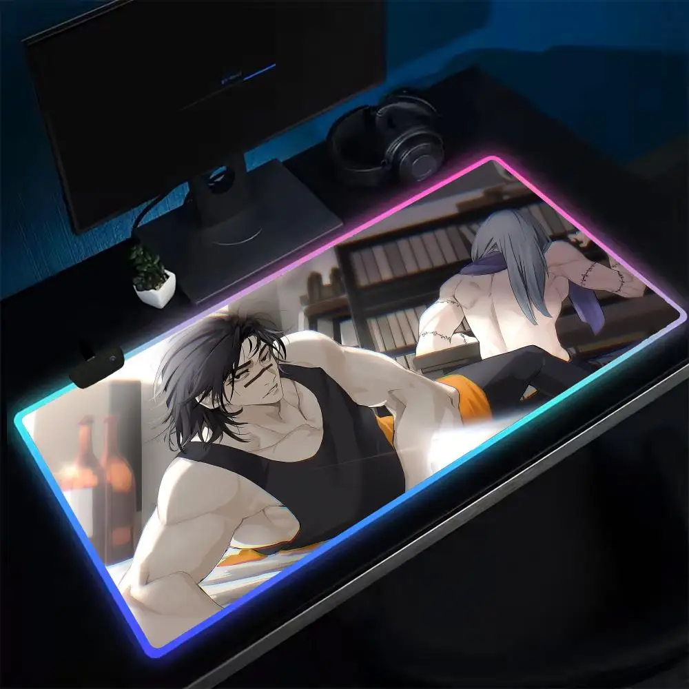 

Anime Choso Jujutsu Kaisen Mouse Pad Anime Gaming Mouse Pad LED Table Pads Backlit Rubber Desktop XXL RGB Desk Mats