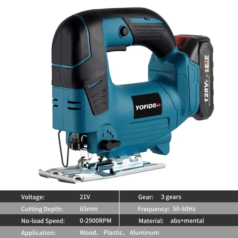 

A For 21V Cordless Electric Jig Saw 2900RPM Multi-Function Woodworking Power Tool For Makita 18V Battery with 1 Saw Blade