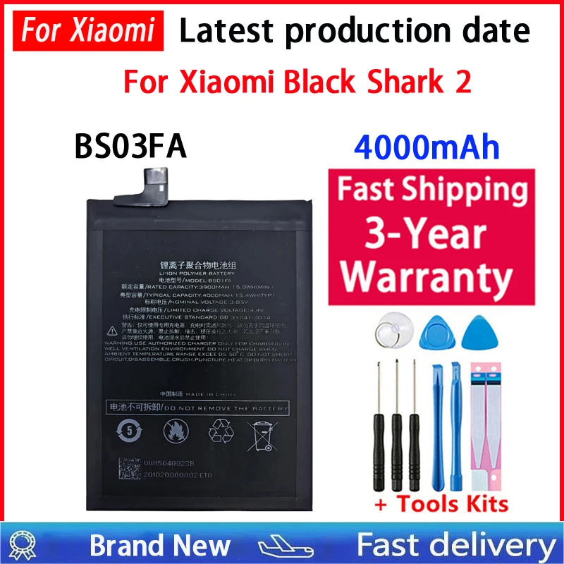 Wysokiej jakości bateria BS03FA BS05FA BS08FA BS10FA BS06FA do telefonu Xiaomi Black Shark BlackShark 2 3 3S 4 4S 5 Pro 5RS — zdjęcie produktu 5